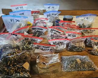 Bulk Estate Lot of Reloading Brass Casings  Cast Lead Projectiles  Mixed Calibers 90 lbs