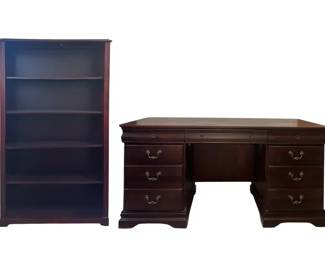 Home Office Suite Spacious Desk  Coordinating Bookcase