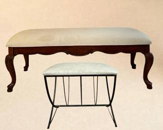 Legacy Wooden Bed Bench  Wrought Iron Vanity Stool