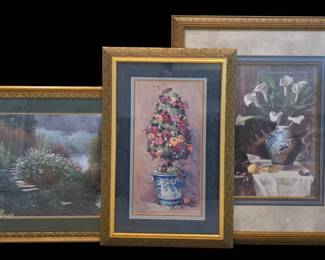 Ornate Gilded Estate Art  Barbara Mock  Fine Florals