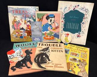 Vintage Walt Disney Books * 1940s Fantasia, Mickey Mouse Treasure Chest * Lady & The Tramp Comic