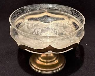 Elegant Vintage Sterling Silver & Glass Bowl * 4” Tall * Weighted Bottom