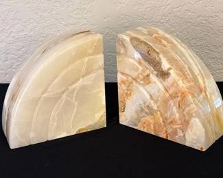 2~ Gorgeous Solid Onyx Bookends * Made In Pakistan * Large & Heavy 6” Tall
