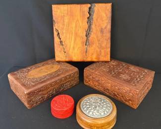 Exotic Collection Of Wooden Treasure Trinket Boxes * 2.5”-7” Diameter