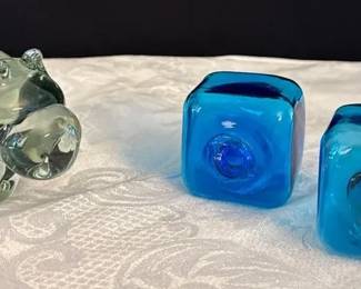 2” Blown Glass Cubes * Elephant Paperweight *