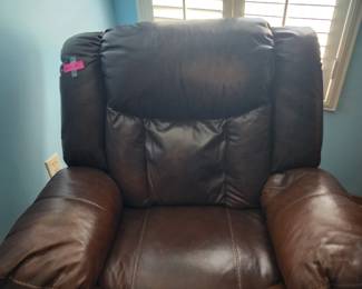 Leather recliner, not very attractive but very comfortable
