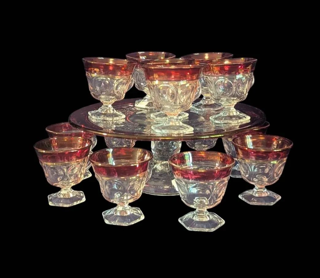 001 1 Kings Crown Cake Stand And 14 Kings Crown Punch Bowl