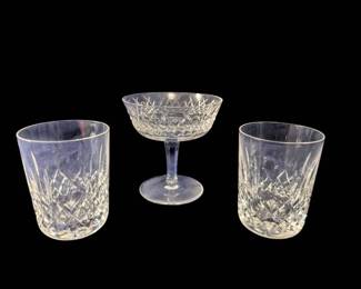 Waterford Crystal Lismore Tumbler And Crystal Alana Pattern Sherbet Glass