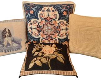 Vintage Needlepoint Pillow Bundle With Various Designs