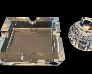 Vintage Crystal Lighter  Ashtray