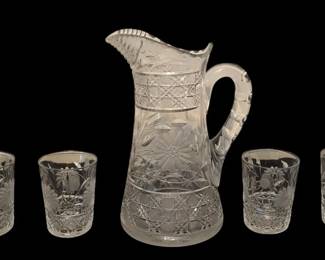 Glass Pitcher w 4 Glass Cups