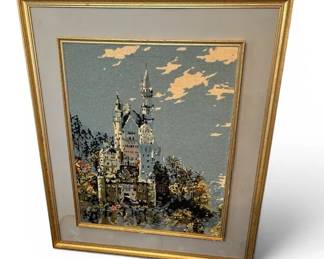 Handmade Bavarian Castle Needlepoint CrossStitch Tapestry