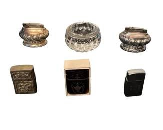 a2 Ronson Lighters, Zippo Lighters  Crystal Ashtray