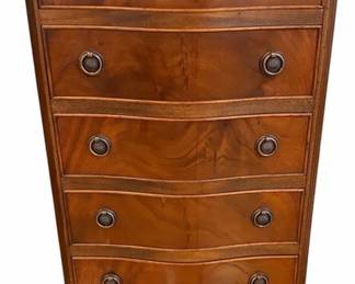 Mahogany Veneered Small Serpentine Chest Of Drawers