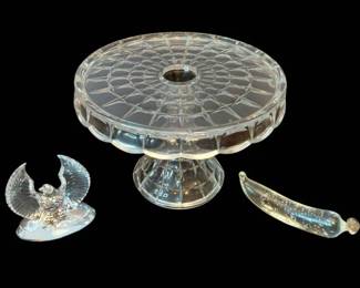 Vintage Glass Constellation Round Cake Stand With Pair Of Glass Decor