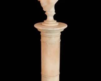 Vintage Bust Of Woman On Tall Marble Base
