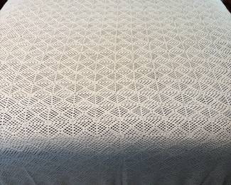Small Diamond Geometric Crocheted Bedspread WFringe