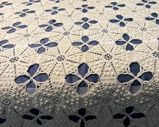 Geometric Floral  Popcorn Stitches Galore In This Handmade Coverlet