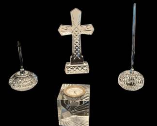 Waterford Crystal Clock, Cross  Pen Holders