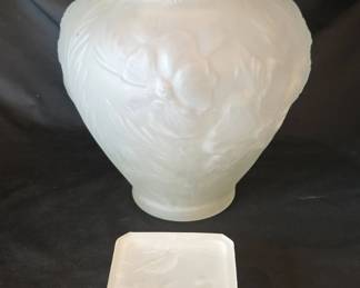 Tiffin Glass Company Frosted Vase  Frosted Glass Cigarette Box