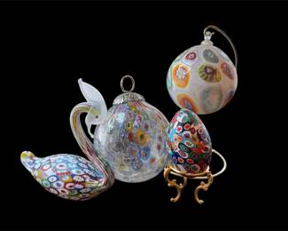 a4 Pcs Murano Glass Items In Millefiori Design