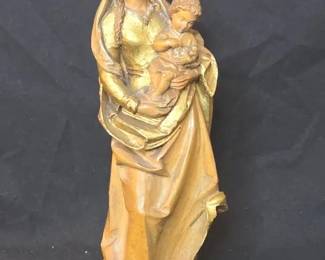 Vintage 10 ANRI Hand Carved Wood Statue Madonna Of The Grapes