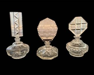 002 3 Vintage Cut Glass Perfume Bottles