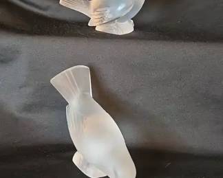 Vintage Lalique Frosted Crystal Birds