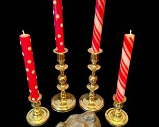Baldwin Brass Candlestick Collection With Vintage Decorative Ornament
