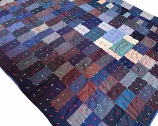 Vtg Patchwork, Yarn Tied Quilt