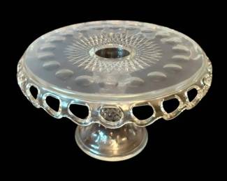 Vintage Thumbprint Glass Cake Pedestal