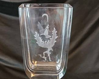 Vintage Signed Orrefors Crystal Romeo And Juliet Vase