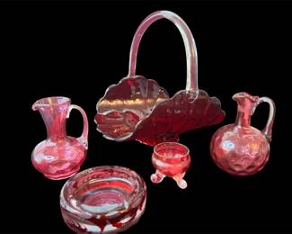 Cranberry  Ruby Red Glass Decor Vintage