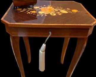003 A Vtg. Italian Musical Side Table  Music Box