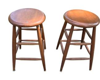 a2 Brown Wooden Stool Chairs