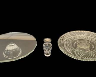 Indiana Glass, Oleg Cassini  Waterford Crystal Pedestals w Vase
