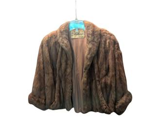 Ellisberg Vintage Brown Fur Capelet With A Silk Lining