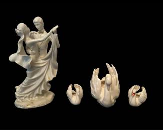 Mikasa Porcelain Wedding Couple w Goebel Ceramic Swans