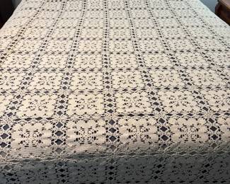Vtg Handmade In 1975 By Cary, NC Woman Cream Bedspread