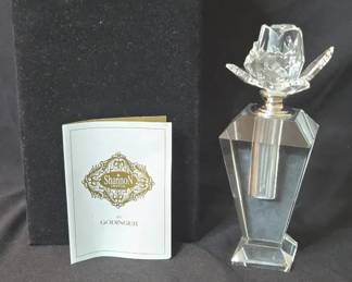Vintage Shannon Godinger Crystal Rose Perfume Bottle Hand Cut, 24 Lead Crystal