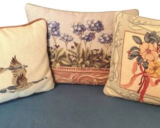 Vintage Floral And Geese Needlepoint Pillow Bundle
