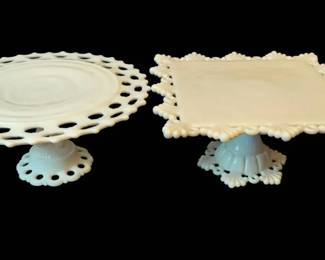 Vintage Westmoreland MilkGlass Pedestal Cake Stand Pair
