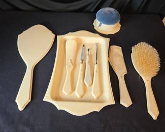 Vintange Ivory Pyralin DuBarry Celluloid Vanity Set