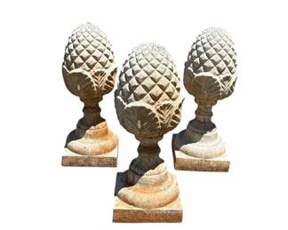 Three Concrete Pineapple Finials