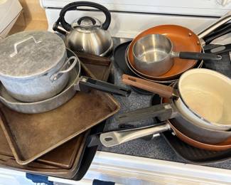 Assorted pans and baking needs