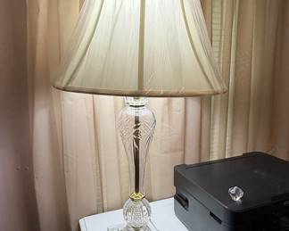 Vintage Cut Crystal Table Lamp with Brass Accents
