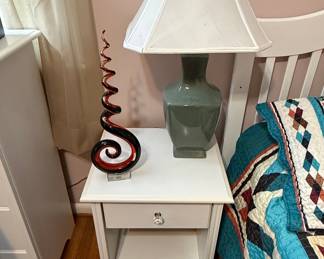 Murano Style Red and Black Glass Spiral Sculpture