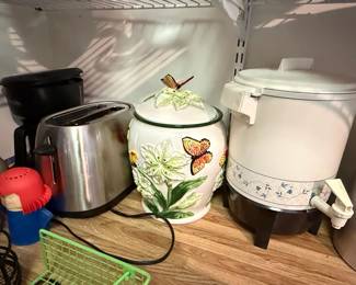 Vintage Ceramic Butterfly and Floral Lidded Canister