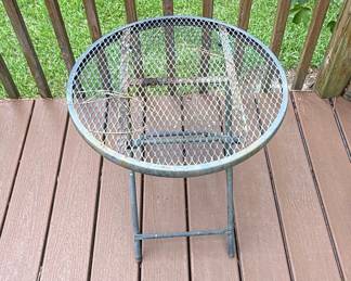 Vintage Metal Mesh Folding Patio Side Table