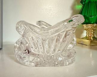 Vintage Lead Crystal Sleigh Candle Holder/Candy Dish